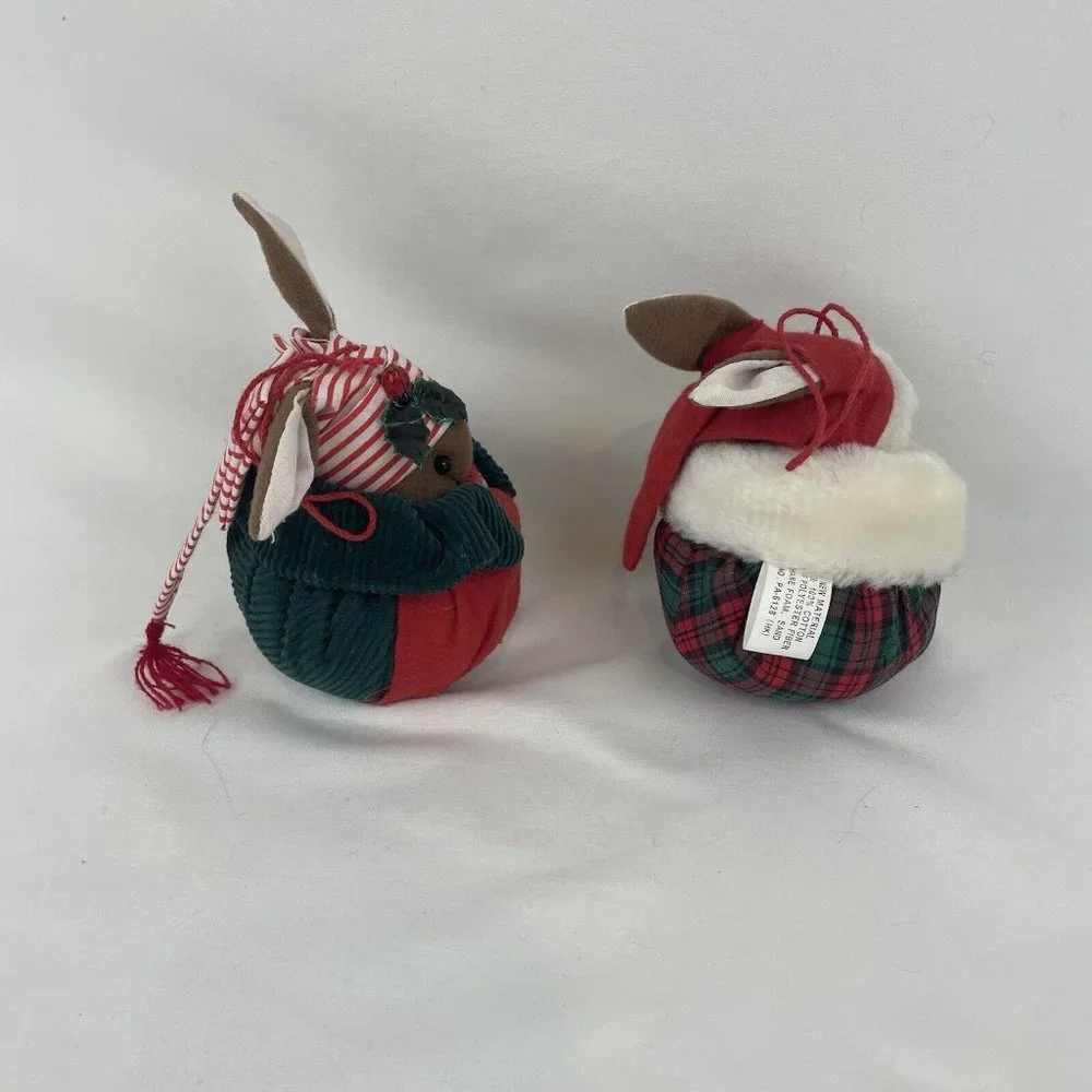 Coynes & Company Christmas Mice Hanging Ornaments‎ 4” Plush Cloth Vintage
